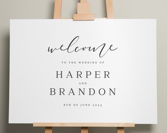 Wedding Welcome Sign, A1 Wedding Sign, Calligraphy Wedding Signage, Personalised Modern Welcome Sign, Minimalist Wedding Design 'Harper'