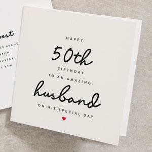 Husband 50th Birthday Card, Happy 50th Birthday To An Amazing Husband On His Special Day, For Him Birthday Card, 50th, Fifty Card BC572