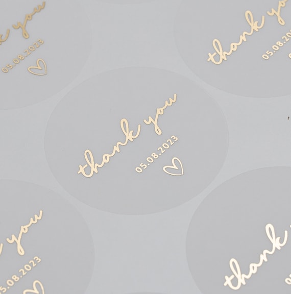 Thank You Stickers With Foil, Silver, Rose Gold, Wedding Favour