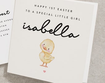 Happy 1st Easter To A Special Little Girl, Any Name, Cute Easter Card For Girl, Baby First Easter Card, Personalised Easter Card EC027