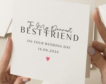 Best Friend Bride Wedding Day Card From Maid Of Honour, Personalised Best Friend Wedding Card, Bride Card Wedding Day, Friend Wedding Card