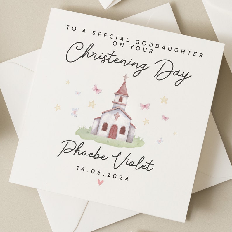 Christening Card For Goddaughter, Baby Girl Christening Card, Goddaughter Christening Card, Christening Card For Niece, Christening Gift image 1