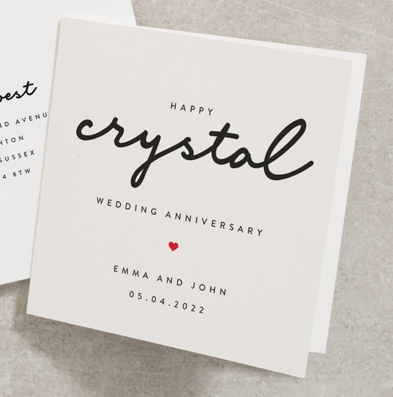 Happy Crystal Wedding Anniversary Card Husband Anniversary Etsy
