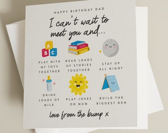 Baby Bump Happy Birthday Card For Dad To Be, Dad Birthday Card From Bump, Cute Birthday Card For Dad, Daddy Birthday Card, Baby Bump BC1267