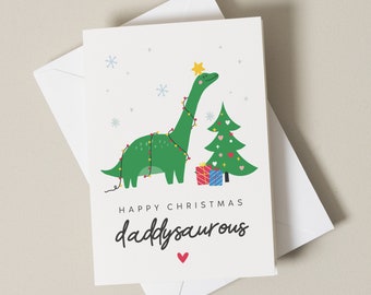 Daddy Christmas Card, Dad Christmas Card, Christmas Card From Children, Dinosaur Christmas, Christmas Card For Daddy, Christmas Card Dad