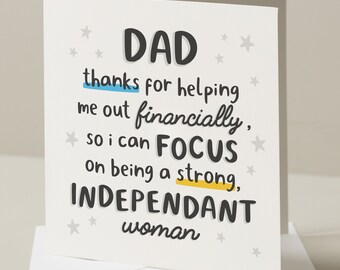 Funny Fathers Day Card From Daughter, Fathers Day Gift For Dad, Joke Fathers Day Card, For Dad, From Your Financial Buden Fathers Day Card