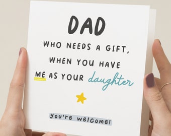 Dad Birthday Card, Funny Birthday Card For Dad, Dad Birthday Gift, Birthday Card For Him, From Daughter, Joke Birthday Card, For Dad, Daddy