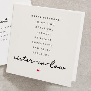 Sister In Law Birthday Card Poem, Amazing Sister In Law Gift, Birthday Card Sister, Special Sister In Law Birthday Card BC190