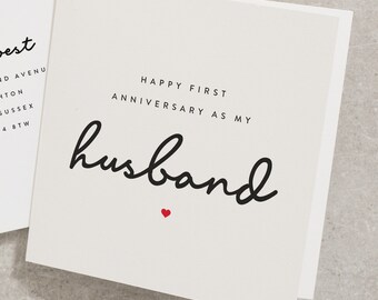 Happy First Anniversary As My Husband, Husband Anniversary Card, Anniversary Card For Hubby, Husband First Anniversary Card  AN036