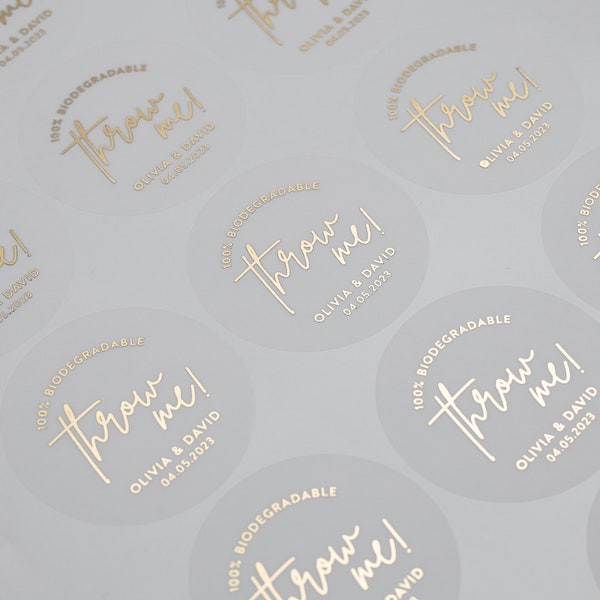 Throw Me Confetti Stickers, Throw Me Wedding Favour Labels, Foil Wedding Stickers, Custom Confetti Packaging, Wedding Stickers, 37mm ST026