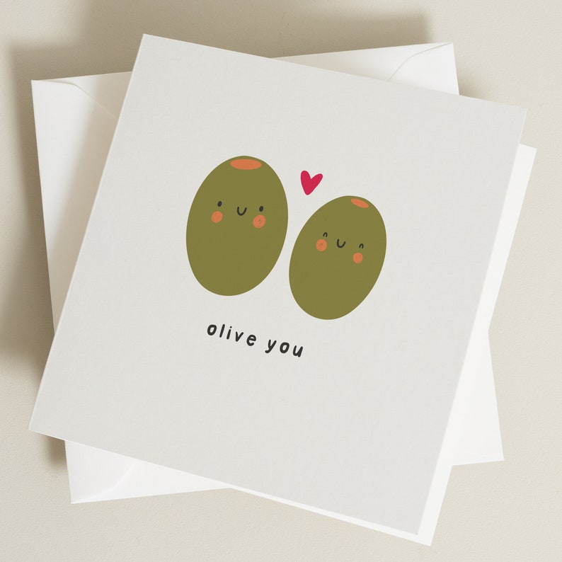 Valentines Day Card Husband, Valentines Card For Her, Valentines Day Card Girlfriend, For Boyfriend, Valentines Gift For Wife, Olive You image 1