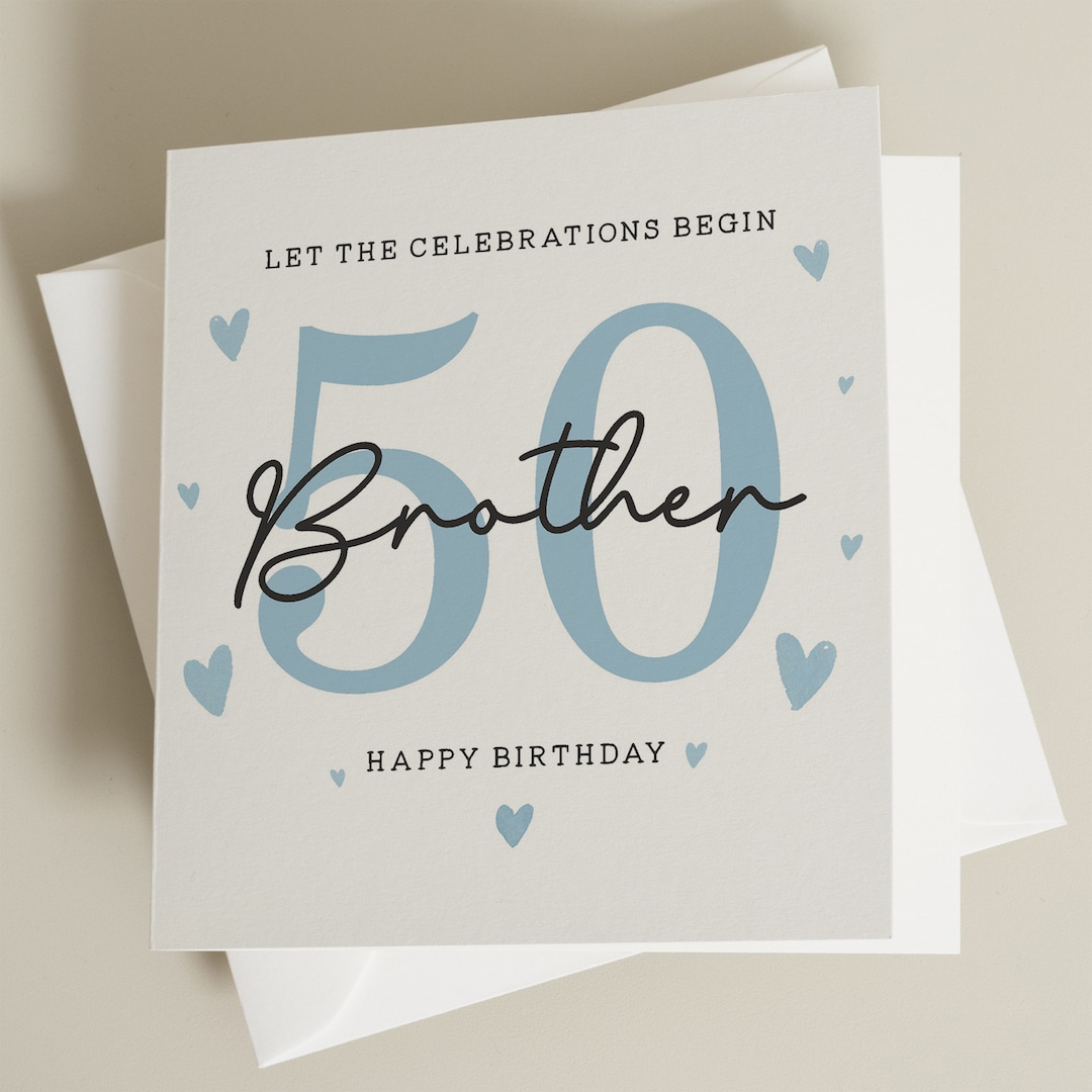 50th Birthday Brother Card Birthday Card for Brother 50th Etsy