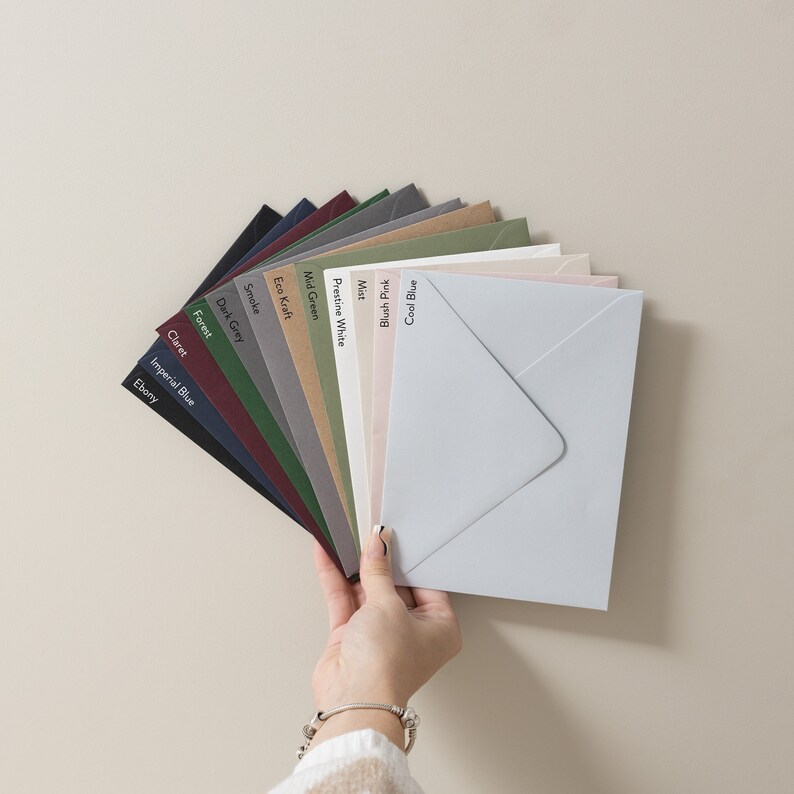 Colorplan Envelopes, C6, 5x7, C5, Wedding Invitation Envelopes, RSVP Envelopes, Printing Guest Addressing, Printed Envelopes image 1