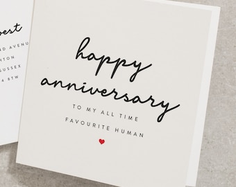 Happy Anniversary To My All Time Favourite Human, Anniversary Card For My Husband, Boyfriend Anniversary Card, Cute Anniversary Card AN021