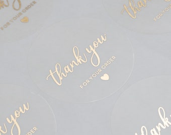 Thank You For Your Order Stickers, Foil Business Thank You Stickers, Thanks For Your Order Packaging Labels Round, Gold Foil, 51mm ST049