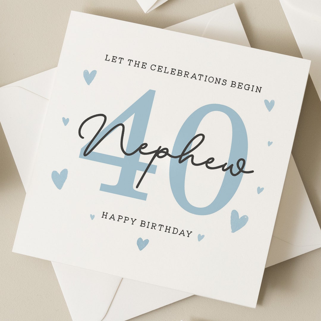 Biglietto Auguri 40° Compleanno Per Nipote – Hunts England, Stile Palloncino, 148x148 Mm, Con Busta Marrone