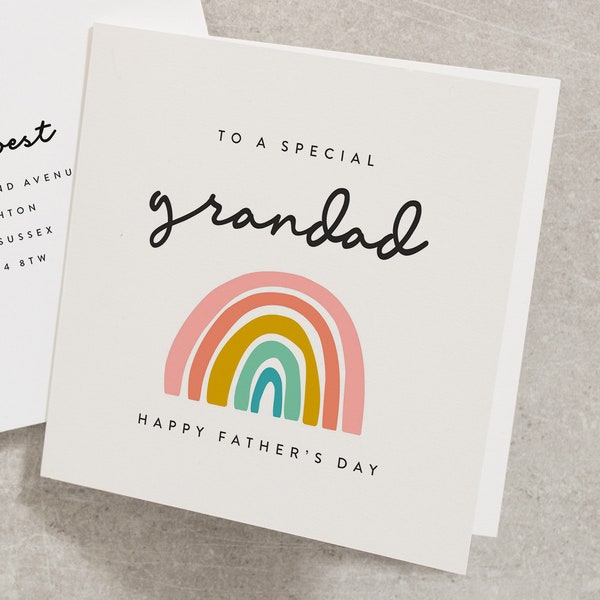 To A Special Grandad Card, Happy Fathers Day Card For Grandad, Rainbow Grandad Card, Grandpa Card, Cute Grandad Card From Grandson FD052