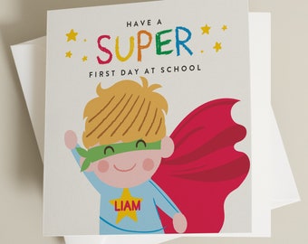 Personalised Back To School Card, First Day Of School Greeting Card, School & Nursery Good Luck Card, Starting School Prop, New School Card