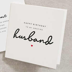 Husband Birthday Card, Romantic Birthday Card For Him, Happy Birthday To My Amazing Husband, Simple Birthday Card BC008