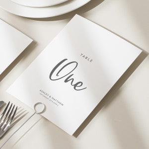 Table Name Cards Wedding, Simple Wedding Table Numbers, Table Name Cards, Double Sided Table Number Cards, Table Number Cards 'Ashley'