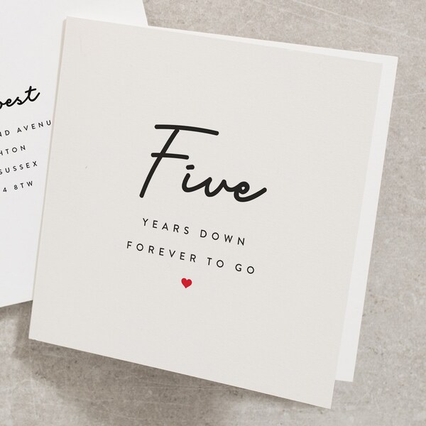 Five Years Anniversary Card, Husband 5th Anniversary Card, 5th Anniversary Card For Boyfriend, Fifth Year Anniversary Card AN101