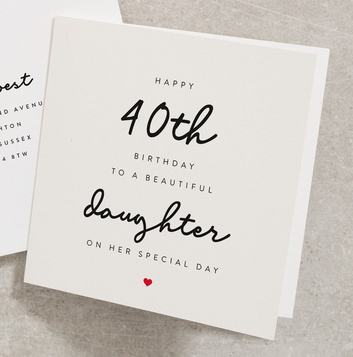 Daughter 40th Birthday Card Happy 40th Birthday to A - Etsy UK