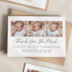 New Baby Thank You Cards, Personalised New Baby Thank You Cards, Thank You Postcard, Simple Baby Thank You, Baby Thank You Cards Photo