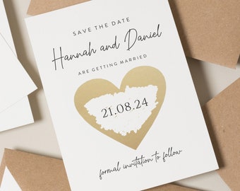 Love Heart Save The Date Card, Scratch Off Save The Date Cards, Classic Wedding Save Our Date Scratch Cards, Wedding Date Announcement Card