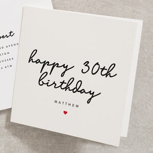 Happy 30th Birthday, Any Name, Custom Birthday Card, Personalised Birthday Card, 30th, Thirty Card, Any Age, For Him, Boyfriend BC507