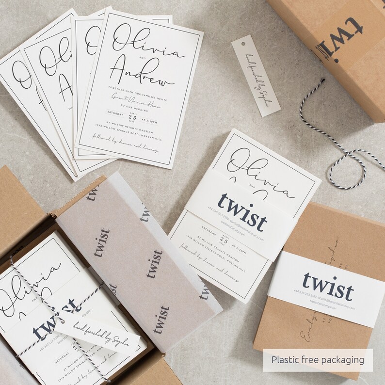 Tarjeta de agradecimiento de boda de lámina de oro de lujo, paquete múltiple de tarjetas de agradecimiento y sobres, tarjetas de lámina de oro real para invitados a la boda 'Olivia' imagen 4