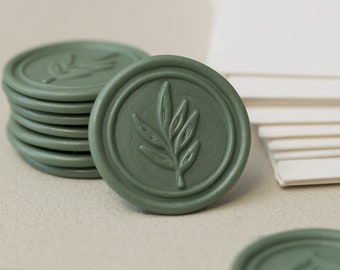 Green Wax Seal, Self Adhesive Wedding Wax Seal, Wax Seal Stamps, UK Envelope Wax Seal Stickers, Invitation Envelope Stickers 'Botanical'