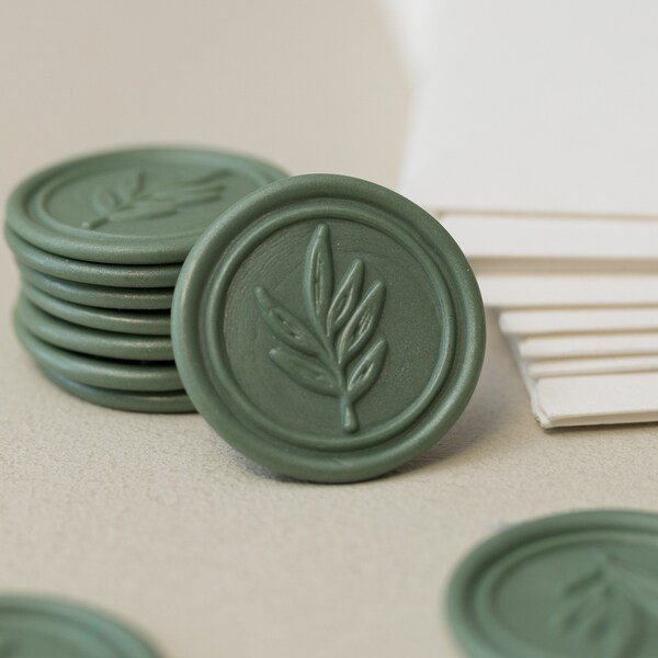 Green Wax Seal, Self Adhesive Wedding Wax Seal, Wax Seal Stamps, UK Envelope Wax Seal Stickers, Invitation Envelope Stickers 'Botanical'