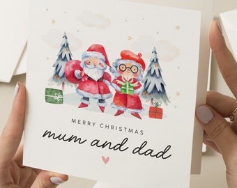 Simple Christmas Card For Mum And Dad, Mum And Dad Christmas Card, Christmas Card Parents, Christmas Card For Parents, Family Xmas Gift