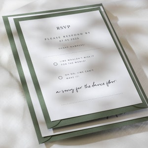 Floral Greenery Wedding Invitation Set, Eucalyptus Wedding Invites with Envelopes, Green Leaf Wedding Invitation Bundle 'Amelia' SAMPLE image 5