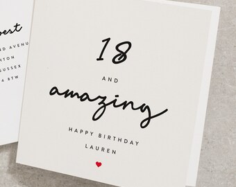 Carte d'anniversaire personnalisée, 18 ans et plus, joyeux anniversaire, n'importe quel nom, carte d'anniversaire pour le 18e anniversaire de la meilleure amie, carte d'anniversaire meilleur ami BC415