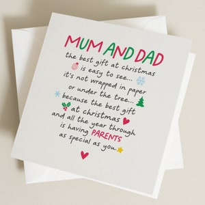 Christmas Card For Mum And Dad, Parents Christmas Card, Dad And Mum Christmas Card, Personalised Christmas Card Mum And Dad, Christmas Poem