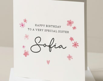 Sister Birthday Card, Personalised Sister Card, Sister Happy Birthday Card, Sister Birthday Gift, Personalised Birthday Gift, Special Sister