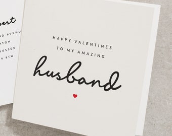 Husband Valentines Day Card, Romantic Valentines Day Card For Him, Happy Valentines To My Amazing Husband, Simple Valentines Day Card VC061