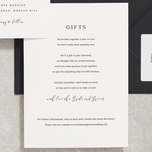 Minimal Wedding Invitations, Classic Black and White Wedding Invites with RSVP, Simple Wedding Invitation Set 'Harper' SAMPLE image 4