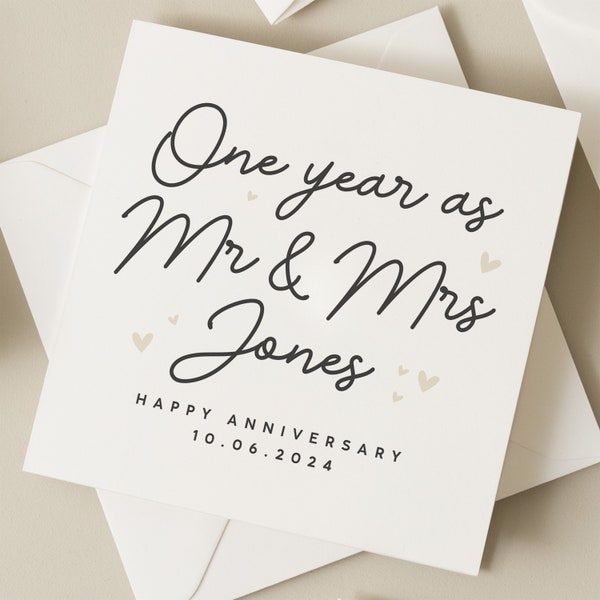 One Year Anniversary Card, Personalised 1 Year Anniversary Card For Boyfriend, Anniversary Card Girlfriend, Anniversary Husband, Wife