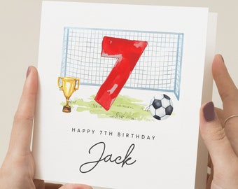 Football Birthday Card, Personalised 7th Birthday Card, Seventh Birthday Card For Son, 7th Birthday Card for Grandson, For Nephew