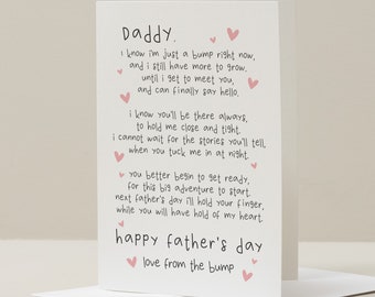 Fathers Day Card From Bump, Poem Card For Dad To Be, Fathers Day Gift From Bump, Fathers Day Card For Daddy To Be, Daddy To Be Poem Card