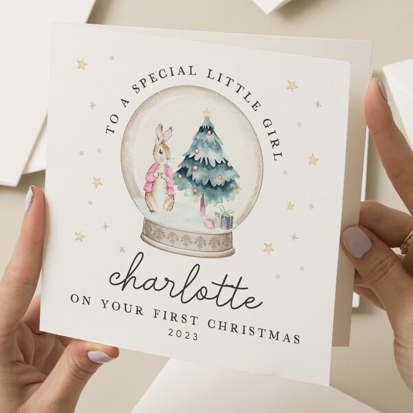 2023 1a tarjeta de Navidad, Primera Navidad de la hija, Tarjeta de Navidad personalizada para la niña, Primera tarjeta de Navidad, Bebé 1er regalo de Navidad