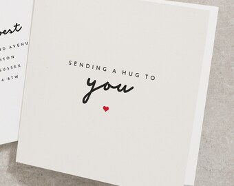 Sending A Hug To You Card, Thinking of You Card, Long Distance Card, Hug Card For Family or Friends, Friendship Card, Missing You TH016