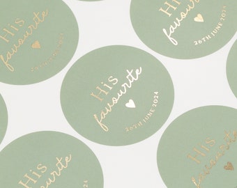 His Favourite Stickers, Green Labels, Sweet Stickers For Wedding Favors, Sweet Bag Stickers, Wedding Sweet Bags, Foil Stickers