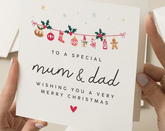 Carte de Noël pour papa et maman, Carte de Noël pour parents, Carte de Noël spéciale papa et maman, Carte de Noël personnalisée pour papa et maman, Noël