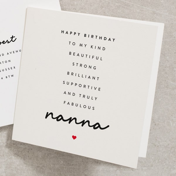 Nanna Birthday Card Poem, Amazing Nanna Gift, Birthday Card Grandma, Special Nan Birthday Card, Birthday Card Nanna BC214
