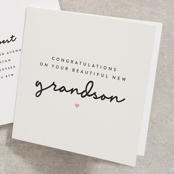 Personalised New Grandson Card, New Grandparents Card, Baby Boy Card, New Baby Boy Card, Congratulations Grandparents, New Born Card NB036