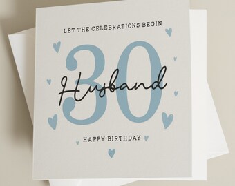 30th Birthday Card For Husband, Husband Thirtieth Birthday Card, Husband 30th Birthday Gift, Happy 30th Birthday Card For Him