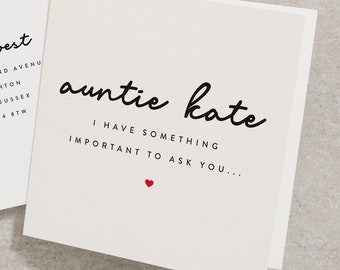 Auntie Will You Be My Godmother, Personalised Will You Be Card, Godmother, Proposal Card, For Her, Christening, Baptism WY029